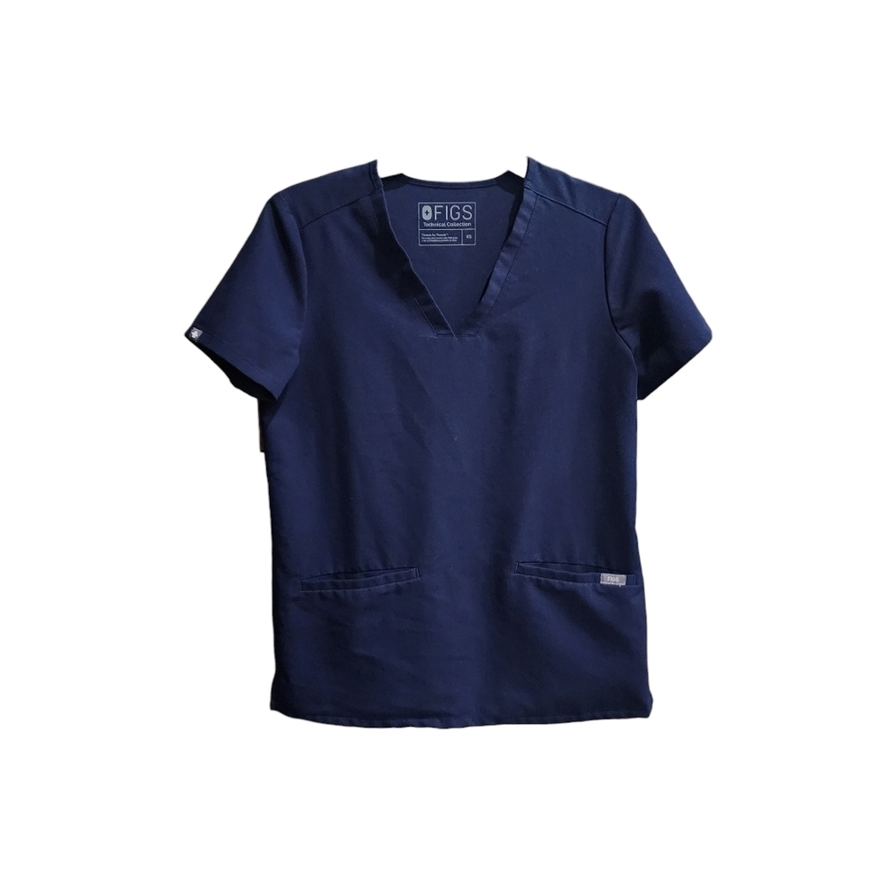 💜 FIGS Casma 3 pocket Navy Blue Scrub Top  XS